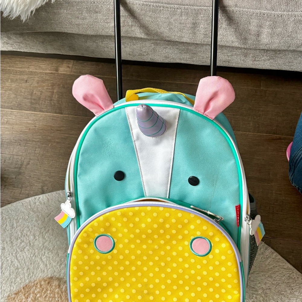 Skip Hop Unicorn Kids Rolling Backpack - Teal, Yellow, Pink, White
